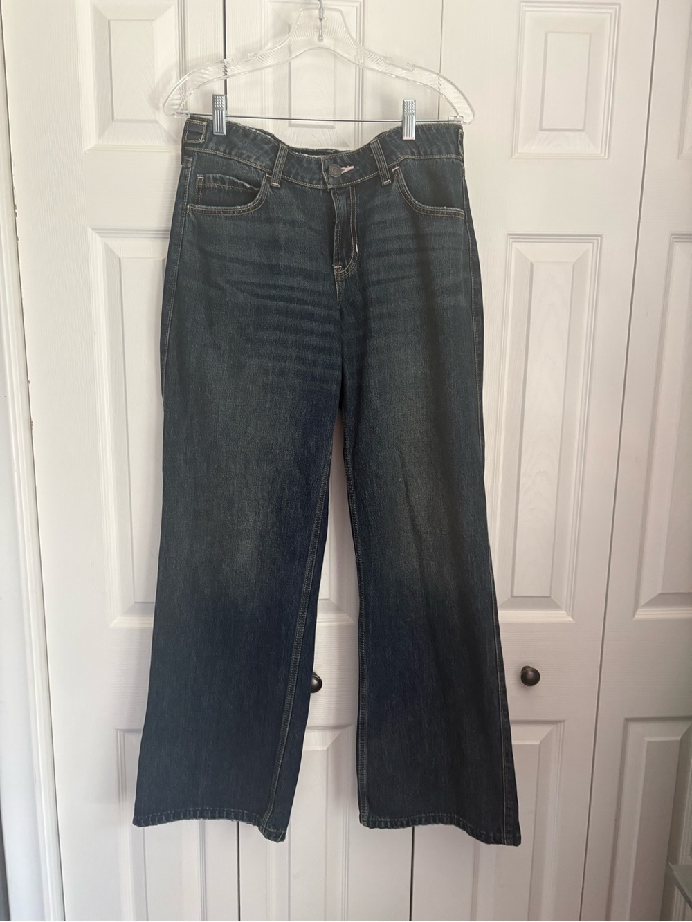 Hollister Women's Dark Blue Wide-Leg Jeans